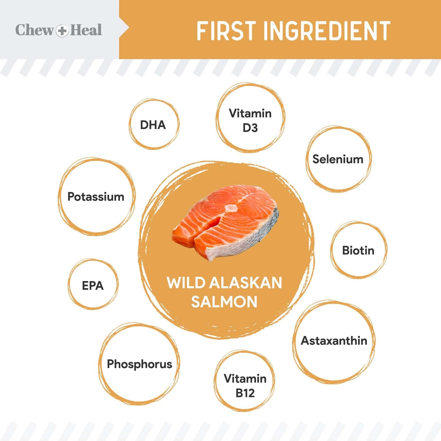 Chew + Heal Labs Omega Soft Wild Caught Alaskan Salmon Jerky 12oz - Natural Salmon Jerky Dog Training Treats for Skin & Coat - Soft Dog Chews with Flaxseed & Oat Flour - Made in USA