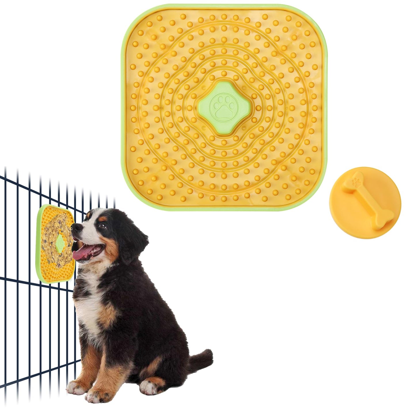 Avont Lick Mat for Dogs Cats, Cat Dog Crate Lick Mat Slow Feeder for Wet Food, Peanut Butter Lick Pad, Soothing Calming Licking Square Mat for Kennel Crate Training Grooming -Orange