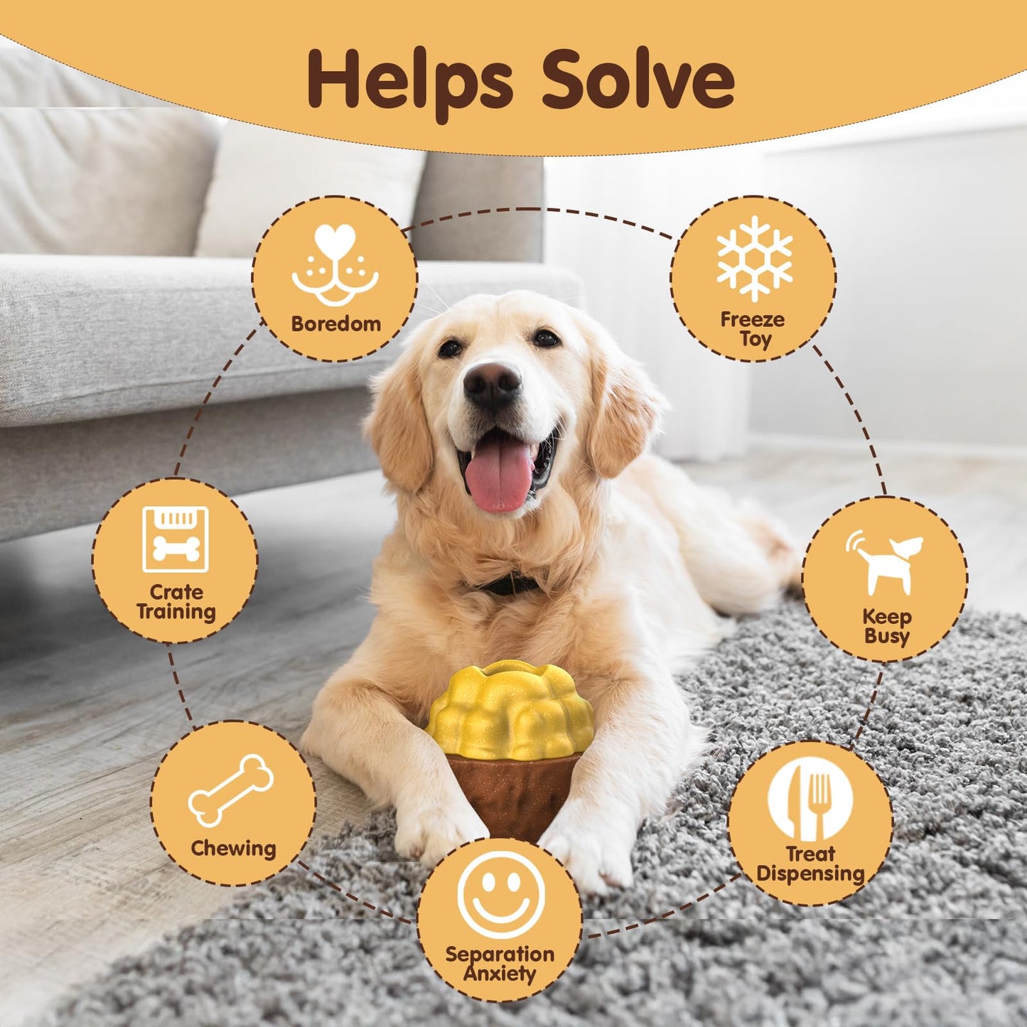 Cysfakun Freezable Dog Chew Toy, Long-Lasting Rubber Treat Dispenser for Aggressive Chewers, Interactive Dental Toy with Frozen Treat Holder, Easy to Clean,Anxiety Relief