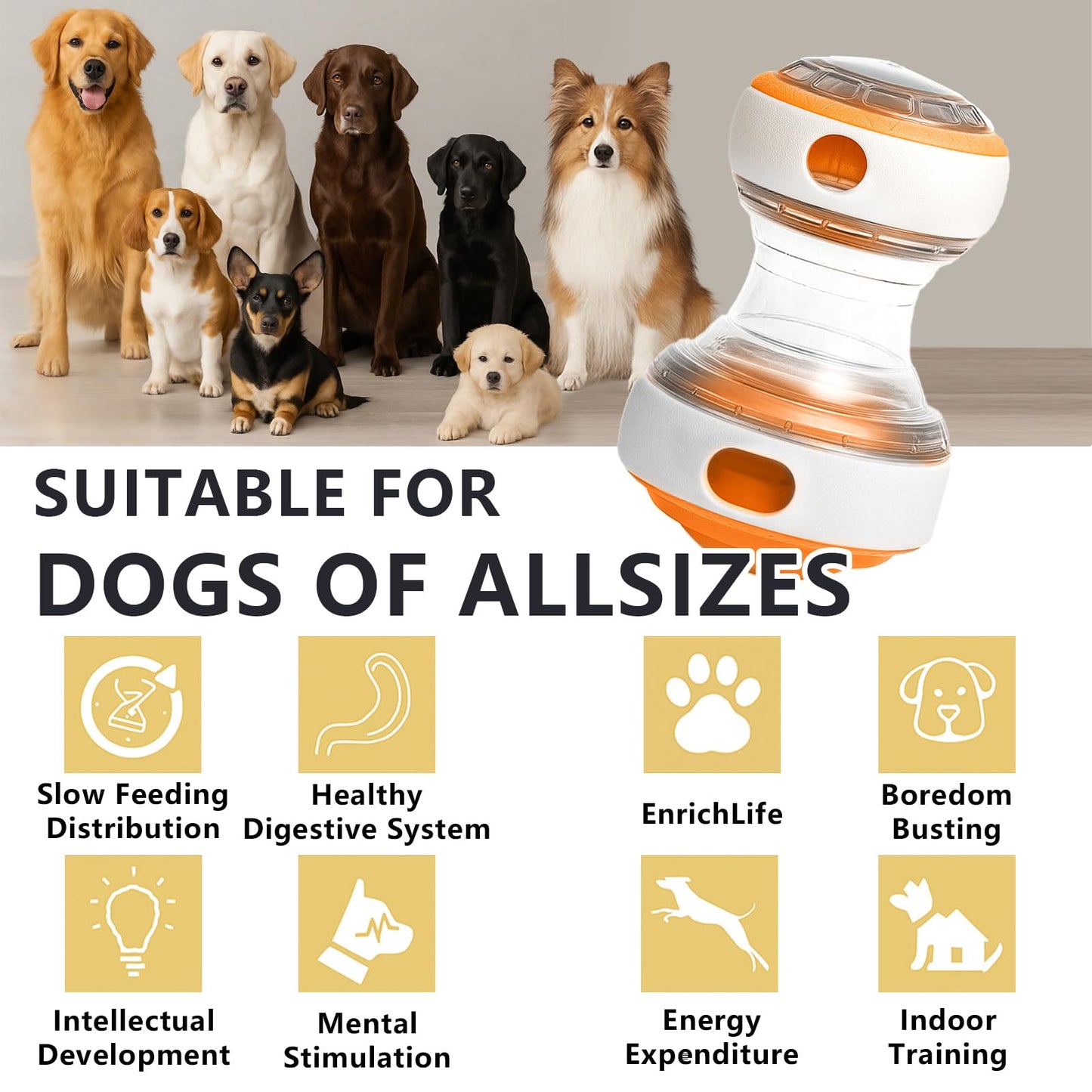 Kalimdor Interactive Dog Puzzle Toys for Boredom, Treat Dispensing Dog Toys, Dogs Enrichment Toy to Keep Them Busy, Treat Dispensing Slow Feeder,Mental Stimulation and Training