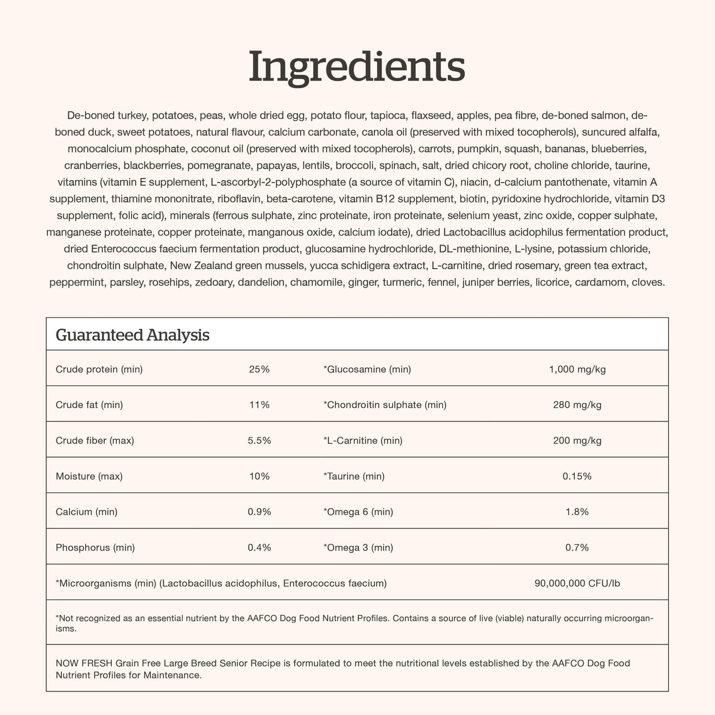 Now Fresh Grain-Free Large Breed Senior Dry Dog Food with Turkey, Salmon & Duck, Premium Kibble Made with Real Meat & Fish, Chicken-Free, Added Glucosamine & Chondroitin for Healthy Joints, 25 lb Bag