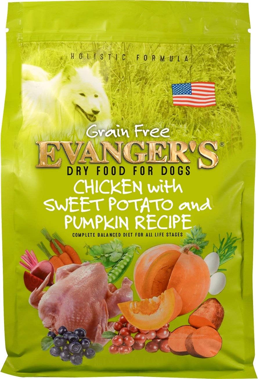 Evanger's Grain Free Chicken with Sweet Potato & Pumpkin Dry Food for Dogs – 4.4 lb – Fresh Deboned Chicken, Probiotics, Omegas 3 & 6, Grain-Free, All Life Stages