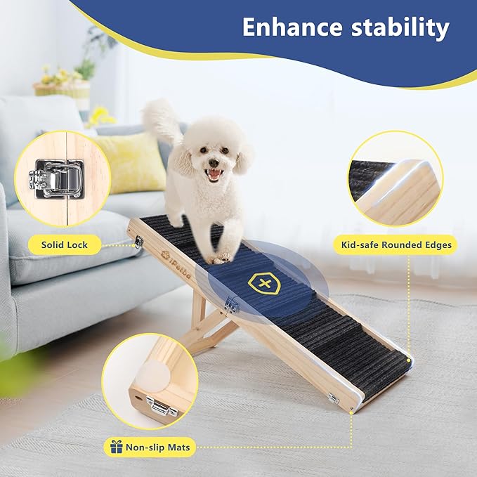 Small Dog Ramp for Bed Couch Car Folding Portable Pet Ramp for Cats Adjustable Height 21", Up to 35 lbs