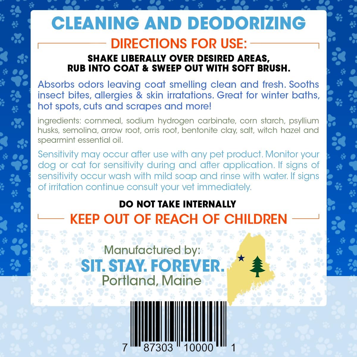 Sit. Stay. Forever. Dry Shampoo for Dogs & Cats – Organic Dry Bath Powder, Talco para Perros, Hypoallergenic, Odor Control for Smelly Dogs, No-Rinse, Anti-Itch, Safe & Natural, Made in The USA, 28 oz