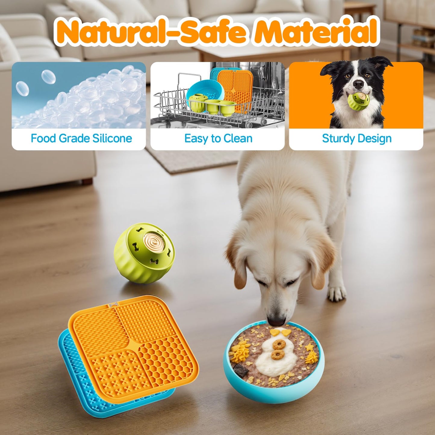 FOXMM 6-in-1 Dog Enrichment Toys Set - Lick Mat, Ball & Bowl with Peanut Butter, Frozen Treat Cognitive Dog Toys for Anxiety Relief & Mental Stimulation | Slow Feeding for Small/Medium Dogs & Puppies