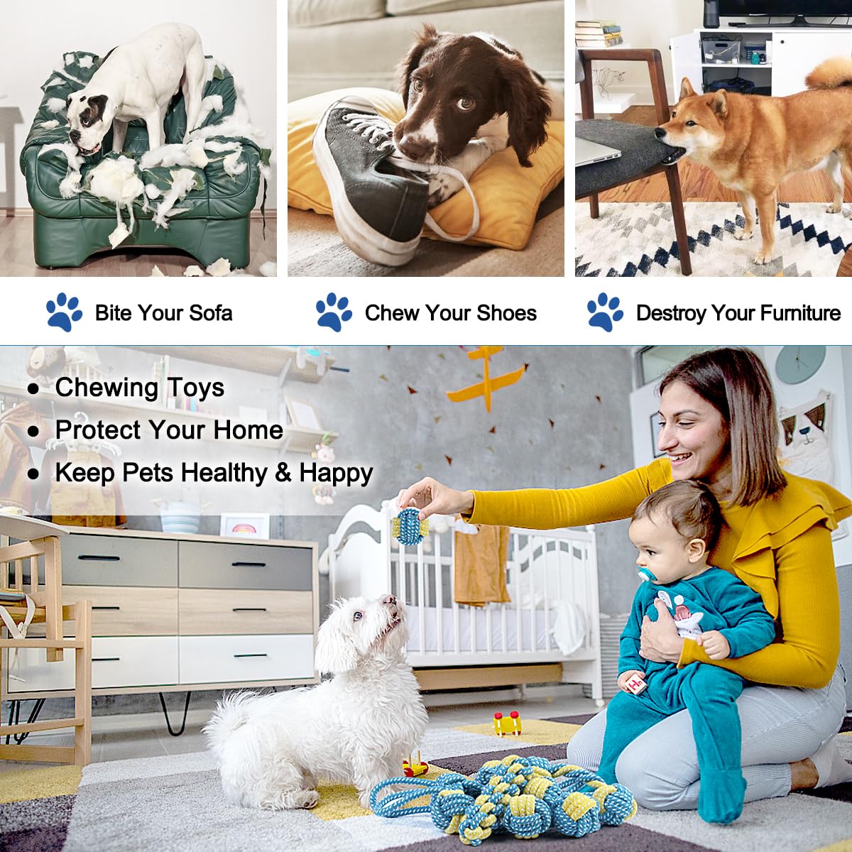 ETACCU 16 Pack Dog Rope Toys for Puppy & Small Dogs ， Puppy Rope Toy for Aggressive Chewers, Indestructible，Keeping Dogs from Being Bored