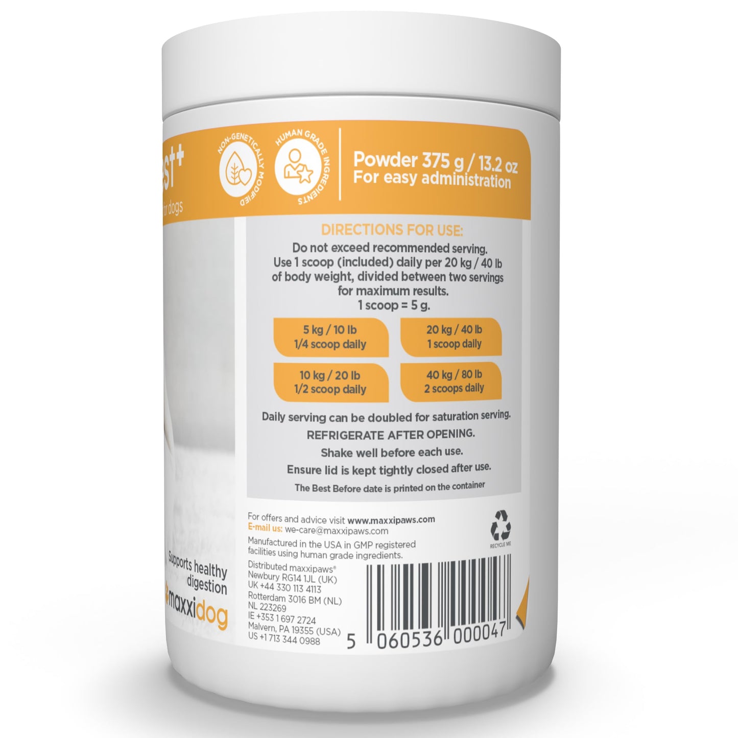 maxxipaws maxxidigest+ Prebiotic & Probiotic for Dogs 13.2oz | Dog Probiotic Powder with Advanced Digestive Enzymes for Gut Health & Immunity | Supports Digestion, Food Sensitivities & Itchy Skin
