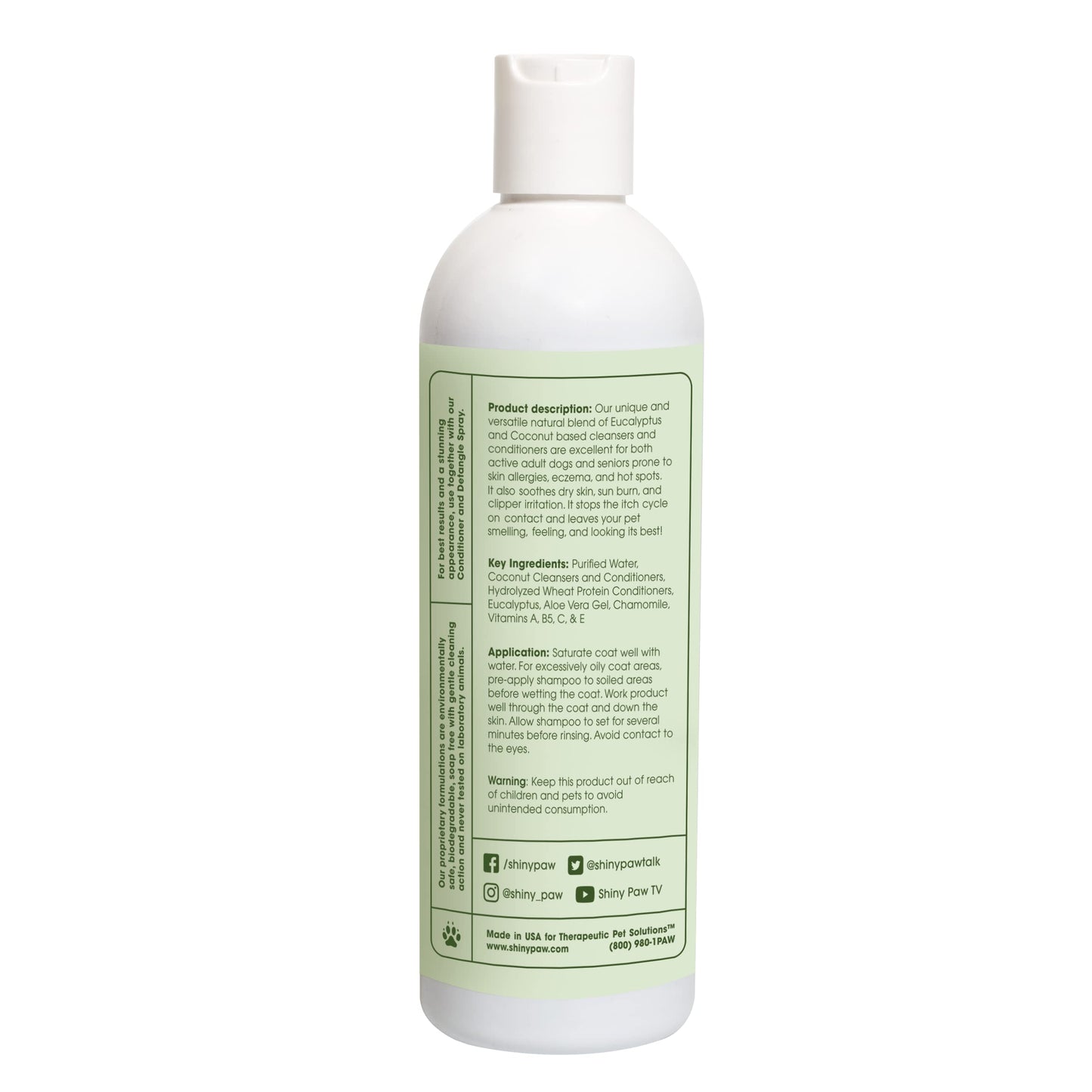 Shiny Paw Dog Shampoo Itchy Skin Relief 16 oz | Hypoallergenic Dog Wash | Eucalyptus, Chamomile & Aloe Vera | Dog Shampoo Sensitive Skin & Smelly Dogs | Made in USA