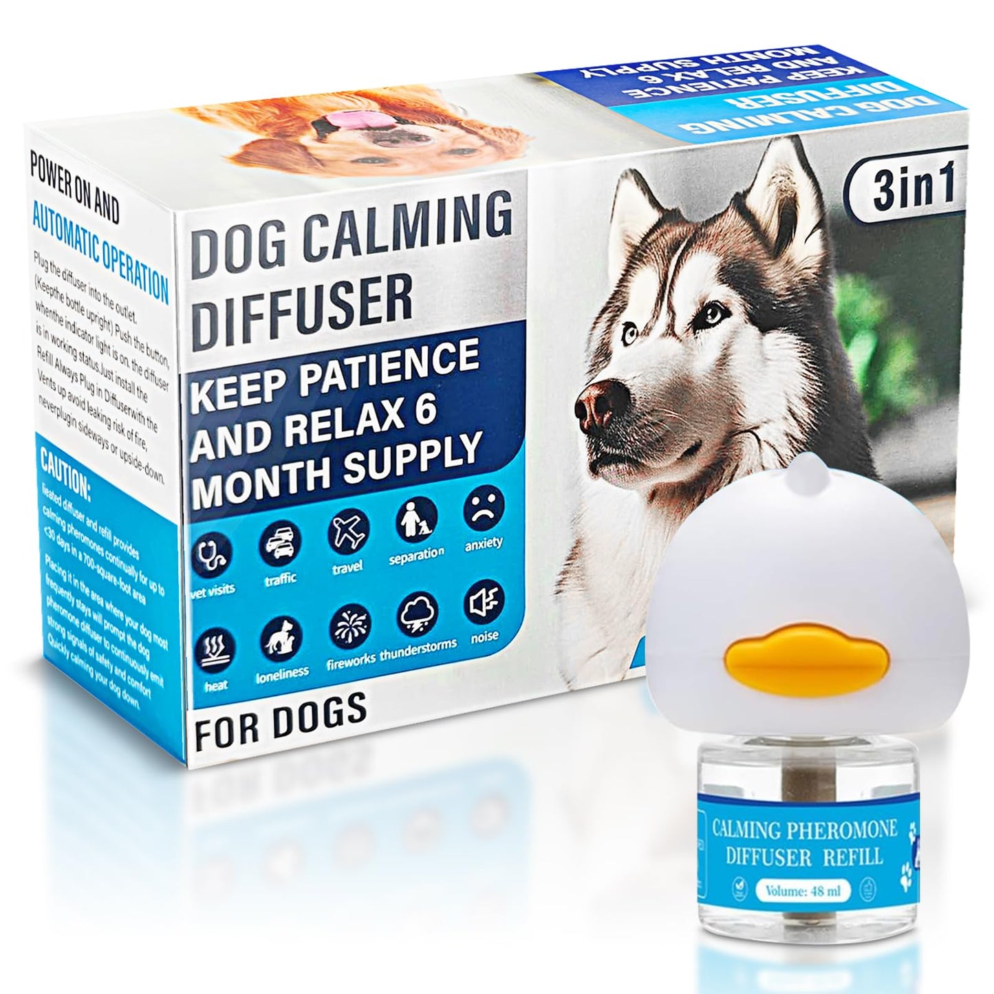 SUOOCH Dog Calming Diffuser 3 in 1 Kit Appeasing Pheromone Diffuser to Calm (1 Plug in+1 Pack 48ml Refill) for Anxiety Relief Reduce Aggression Fighting Barking Stress 30 Day Supply(Tasteless)