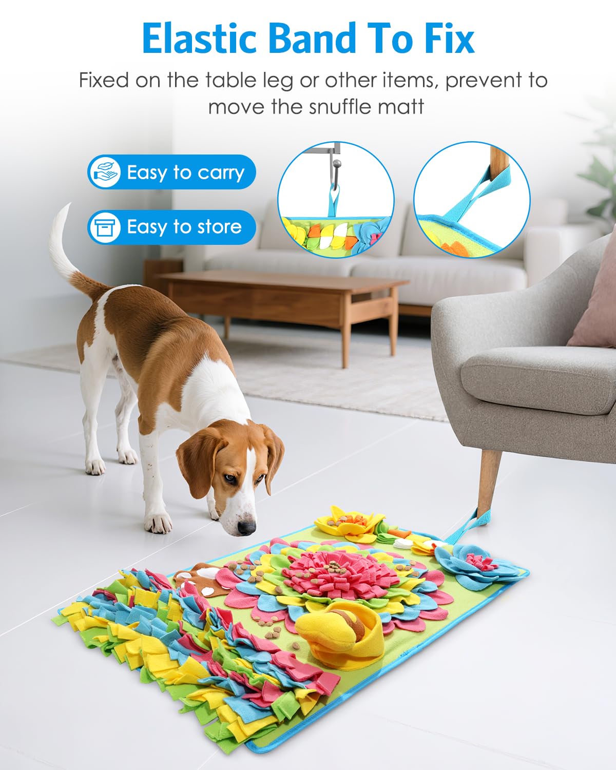 AMIR Upgrade Slow Feeder Mat for Dogs – Anti-Gobble & Anti-Anxiety Dog Food Mat, Snuffle Mat for Boredom Relief & Mental Stimulation, Works for All Breeds, Sizes & Ages