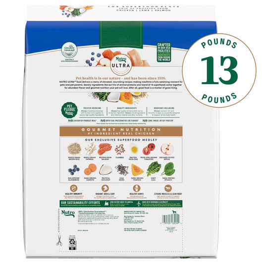 Nutro Ultra Adult Large Breed Dry Dog Food, Chicken, Lamb and Salmon Protein Trio, 13 lb Bag