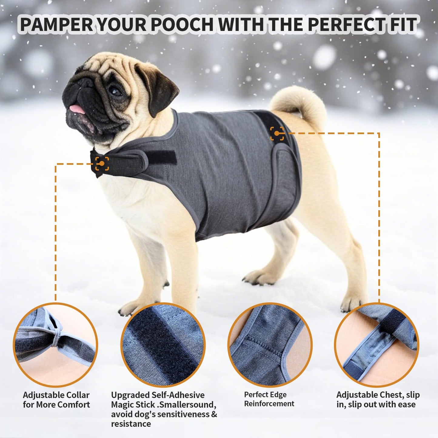 LAROTSUBA Dog Anxiety Vest,Pet Thunder Jacket Calming Jacket,Dogs Anxietys Relief Coat,Breathable Pets Shirt for Thunderstorm（Gray L）