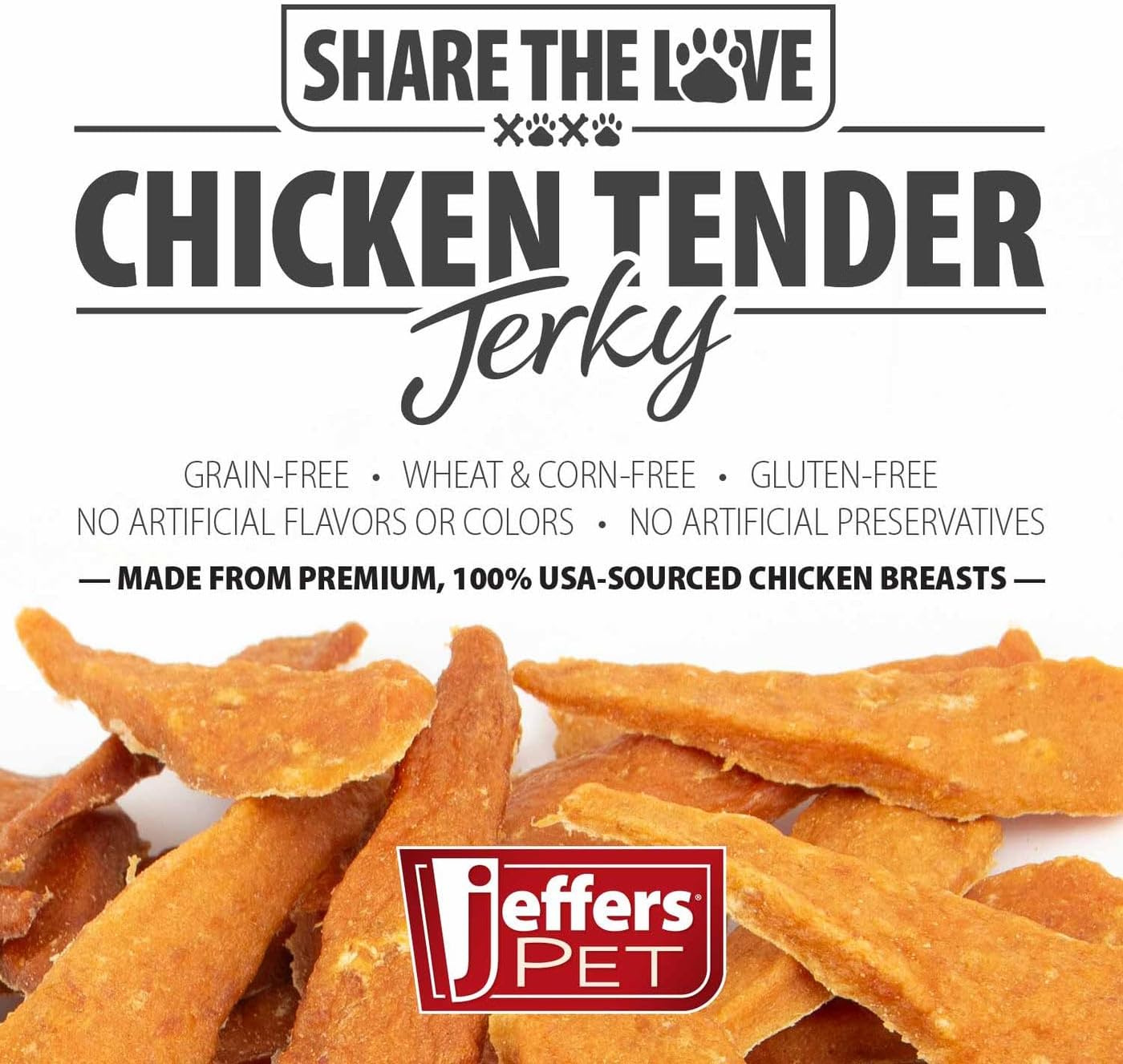 Jeffers Pet Chicken Jerky Dog Treats 24 oz – Chicken Breast Tenders for Small & Large Dogs, Natural High Protein Grain Free Snacks for Training or Chewing, USA Made, Limited Ingredient Soft Strips