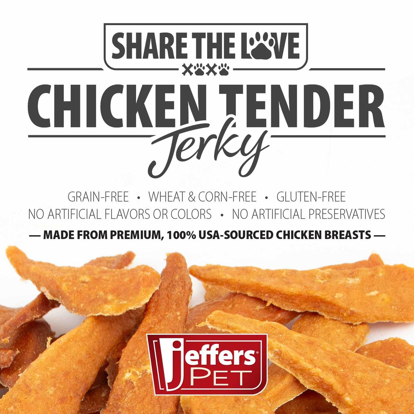 Jeffers Pet Chicken Jerky Dog Treats 24 oz – Chicken Breast Tenders for Small & Large Dogs, Natural High Protein Grain Free Snacks for Training or Chewing, USA Made, Limited Ingredient Soft Strips