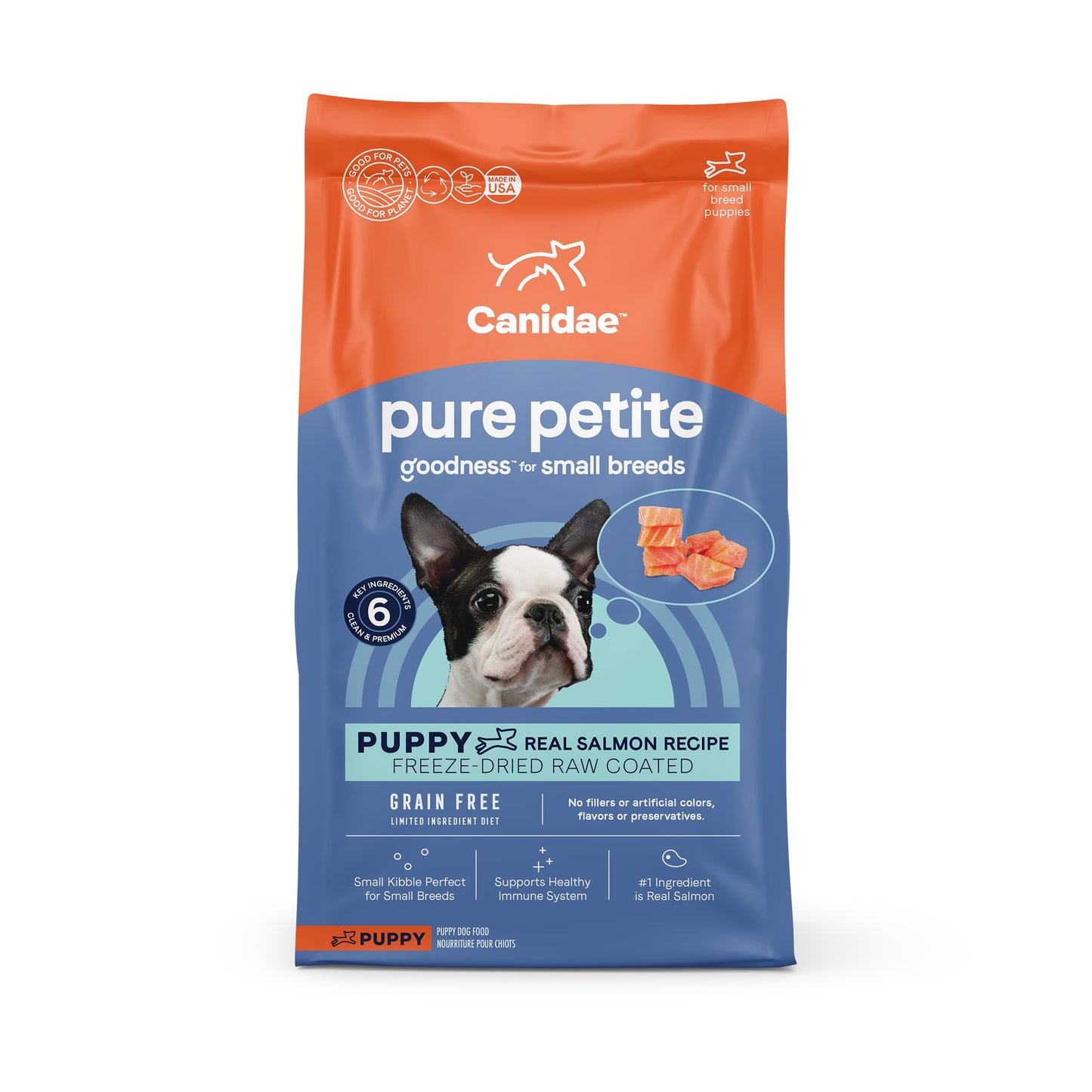 Canidae Pure Petite Premium Freeze-Dried Raw Coated Puppy Food for Small Breeds, Real Salmon Recipe, 4 lbs, Grain Free