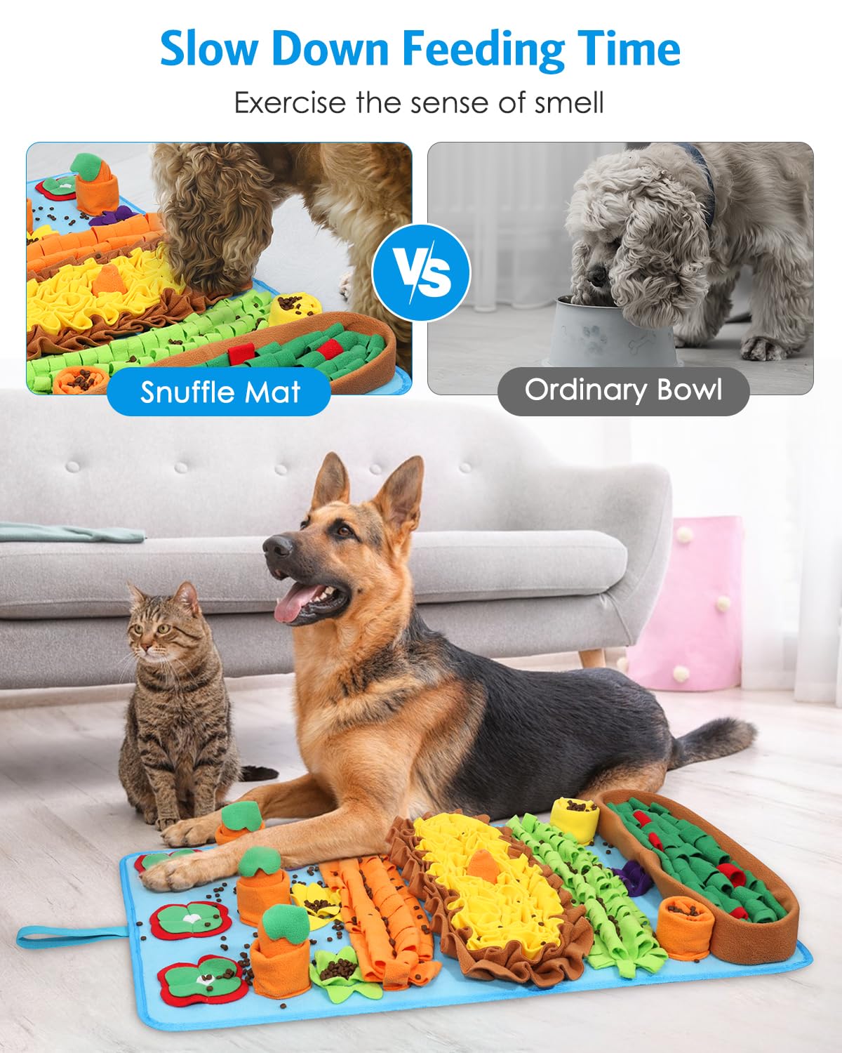 AMIR Dog Snuffle Mat – Slow Feeding & Foraging Puzzle Toy for Dogs, Snuffle Mat for Dogs, Large 32 * 20 Inch Sniffing Mat to Encourage Natural Instincts, Reduce Anxiety & Promote Mental Stimulation