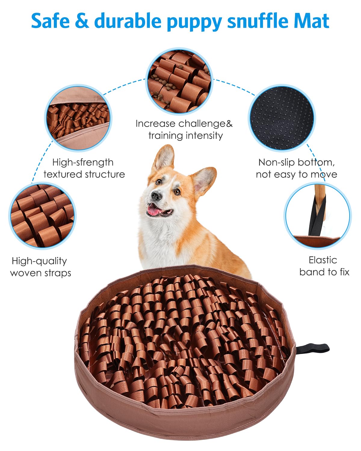 AMIR Slow Feeder Mat for Dogs – Dog Food Mat Anti-Gobble Mat to Relieve Boredom, Anxiety & Stress, Snuffle Mat for Dogs Works for All Dog Breeds, Sizes & Ages