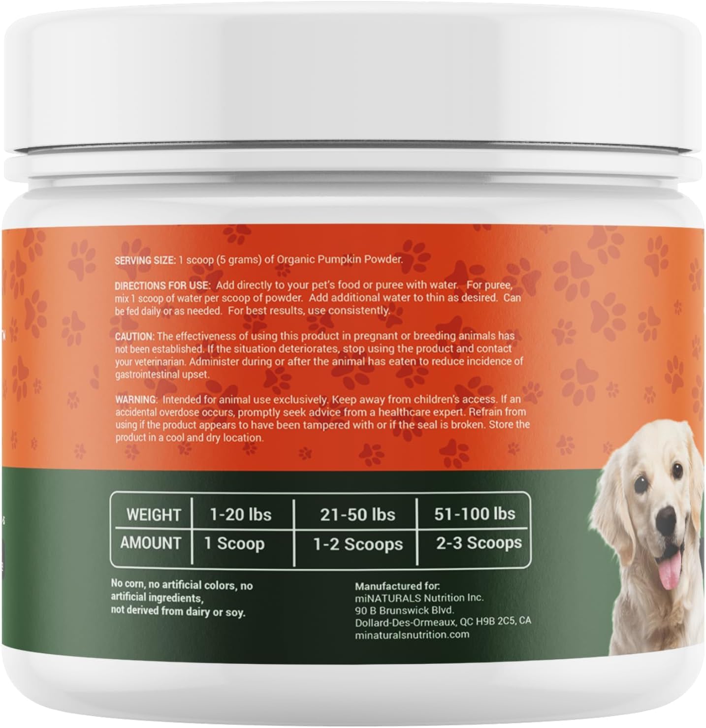 Pumpkin Powder for Dogs Organic 9 oz (255g) Premium Fibre - Canine Stool & Digestive Support - No Diarrhea or Scoots! by miNATURALS