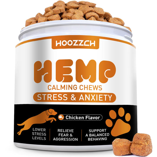 Hoozzch Calming Chews for Dogs - Dog Calming Chews - Anxiety Relief Treats Helps with Advanced Stress Relief, Separation Aid, Barking, Composure, All Ages & Sizes - 180 Soft Chews