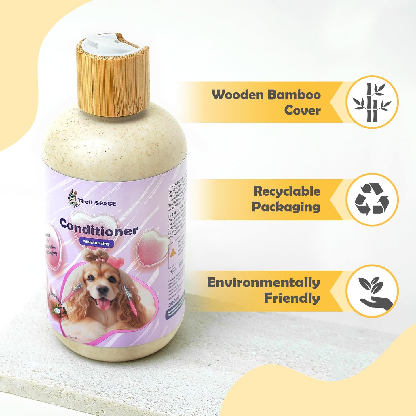 TeethSPACE Dog Conditioner Spray, Dry Skin Relief for Dog and Puppy, Dog Conditioner for Allergies and Itching, Deodorizing and Moisturizing Conditioner