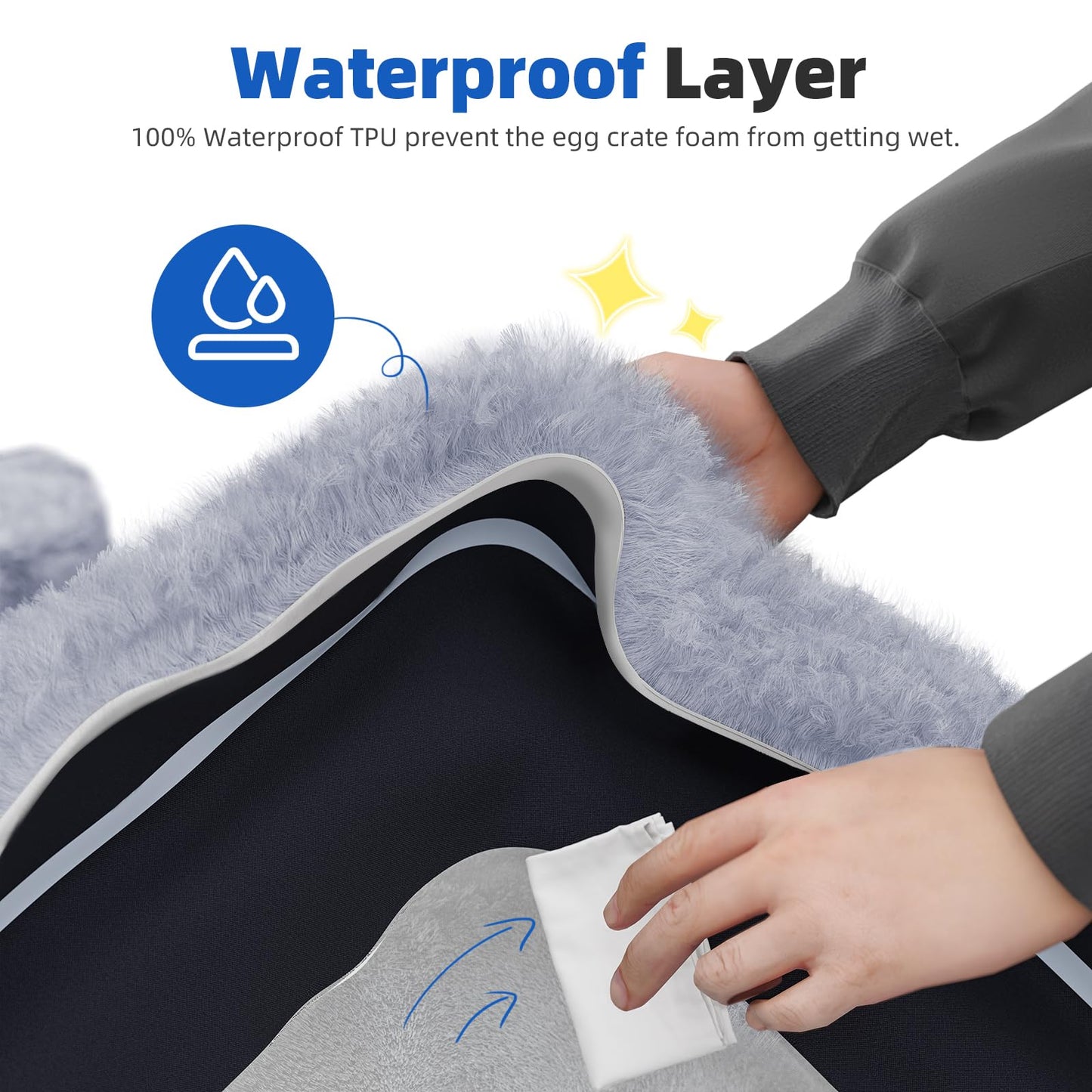 Simple Trending Orthopedic Dog Beds for Large Dogs, Waterproof Anti-Slip L Pet Bed, Egg-Crate Foam Big Dog Couch Bed with Washable Cover, Deluxe Plush Pet Sleeping Mat, Grey