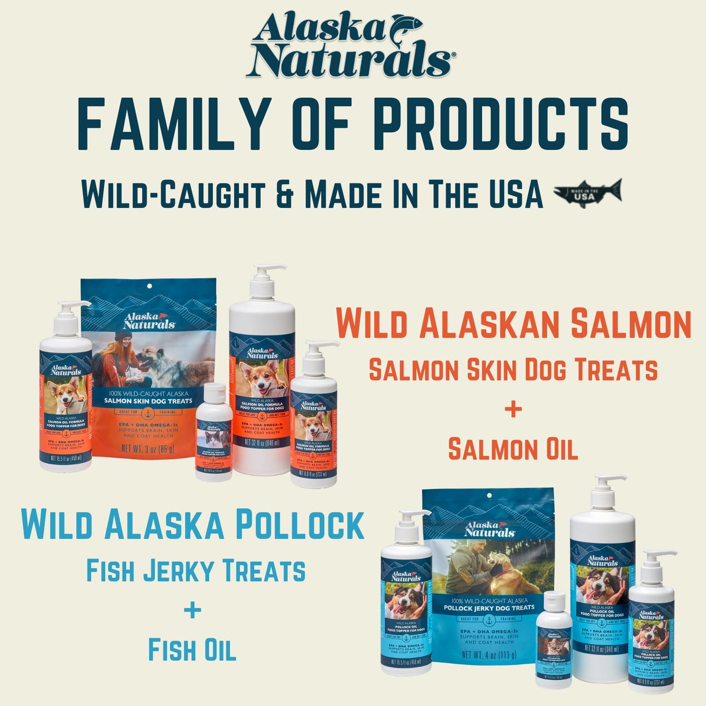Alaska Naturals Wild Alaskan Salmon Fish Oil Supplement for Dogs Skin and Coat with EPA DHA Omega 3 Fatty Acids Liquid Food Topper 32 oz.