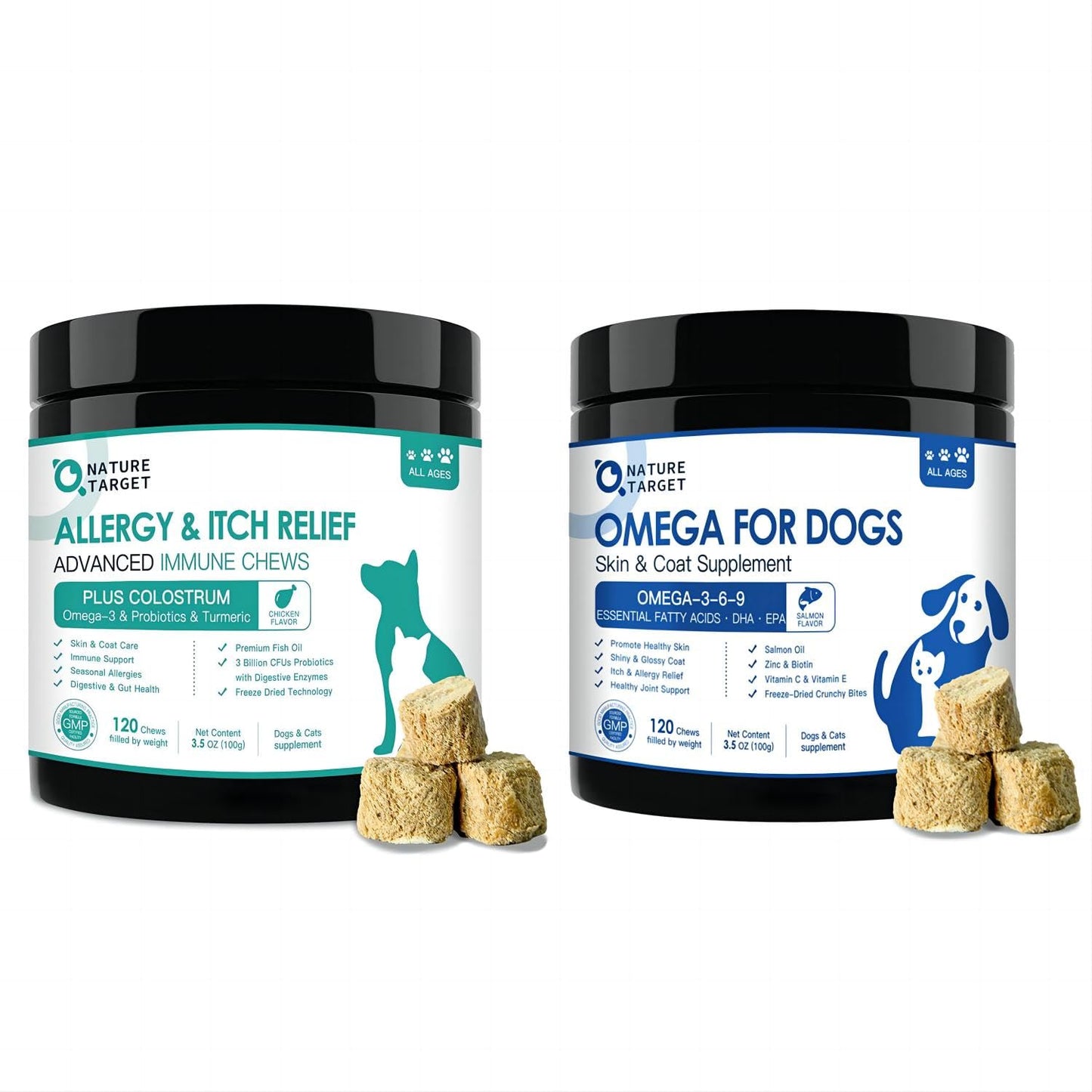 NATURE TARGET Dog Allergy Relief - Omega 3 Fish Oil for Dogs