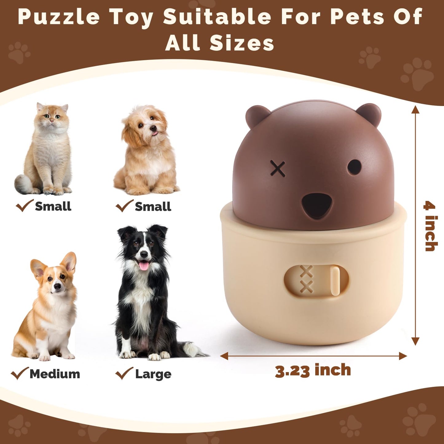 Silicone Dog Slow Feeder Toy - Interactive Puzzle Feeder & Food Dispenser for Small & Large Dogs - Enrichment Toys for Mental Stimulation - Fun Puppy Chew Toys & Cat Treat Dispenser to Keep Pets Busy