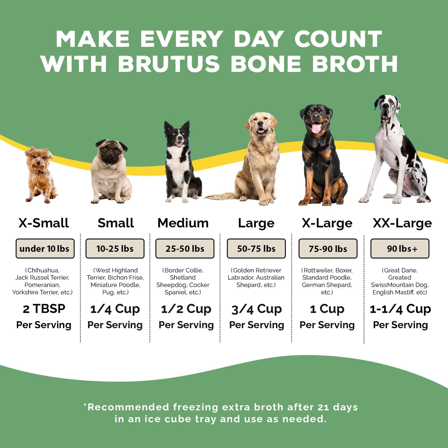 Brutus Bone Broth for Dogs - Bone Broth Powder with Chondroitin Glucosamine & Turmeric - Human Grade Food Toppers for Dry Food & Picky Eaters - 5 Stick (Chicken)