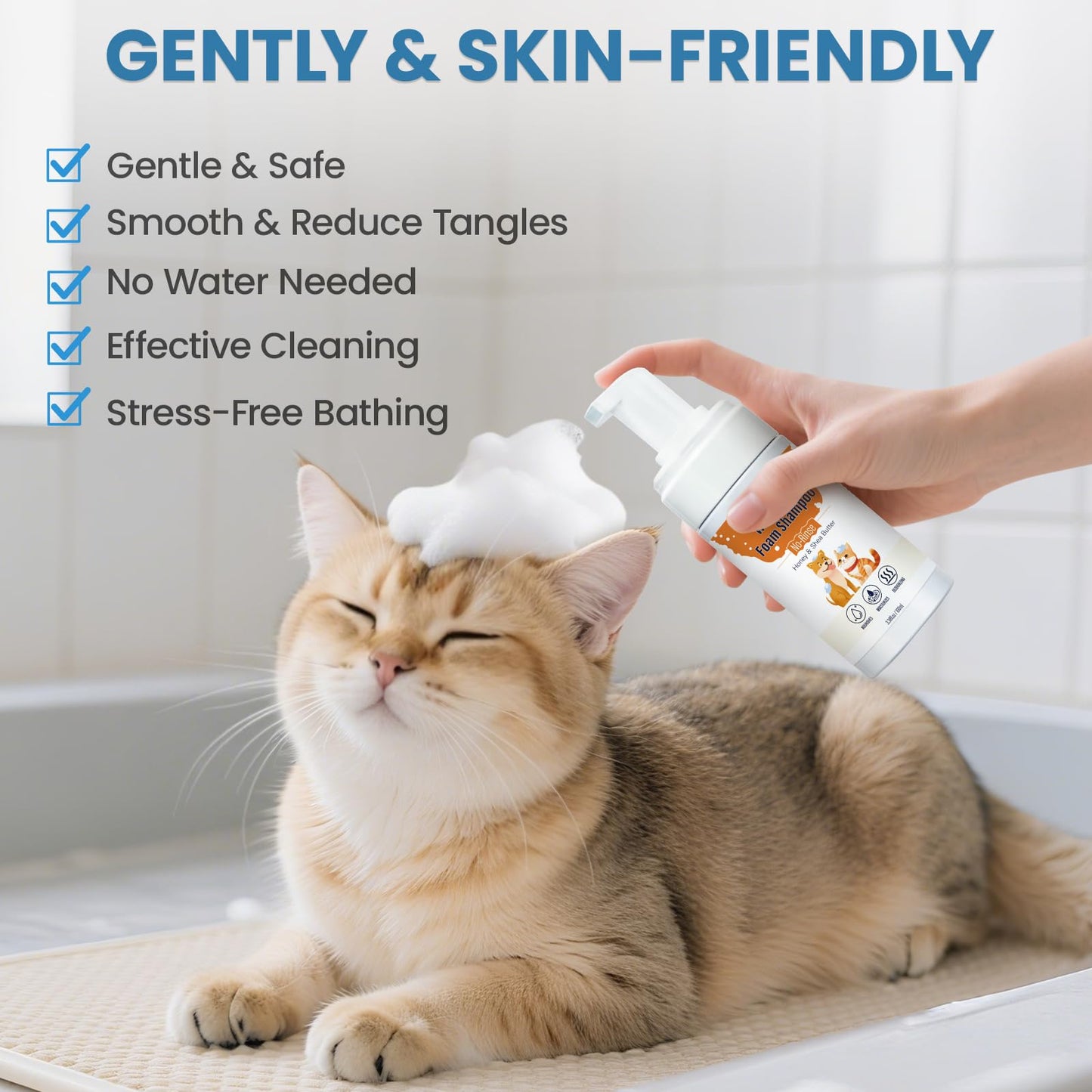 Pjordo Pet Waterless Shampoo with Brush, Dry Shampoo for Dog & Cats, No Rinse Foam Formula for Quick Clean Between Bath, Detangling, Deep Cleansing, Reduce Itchy Skin Shedding & Odor Control