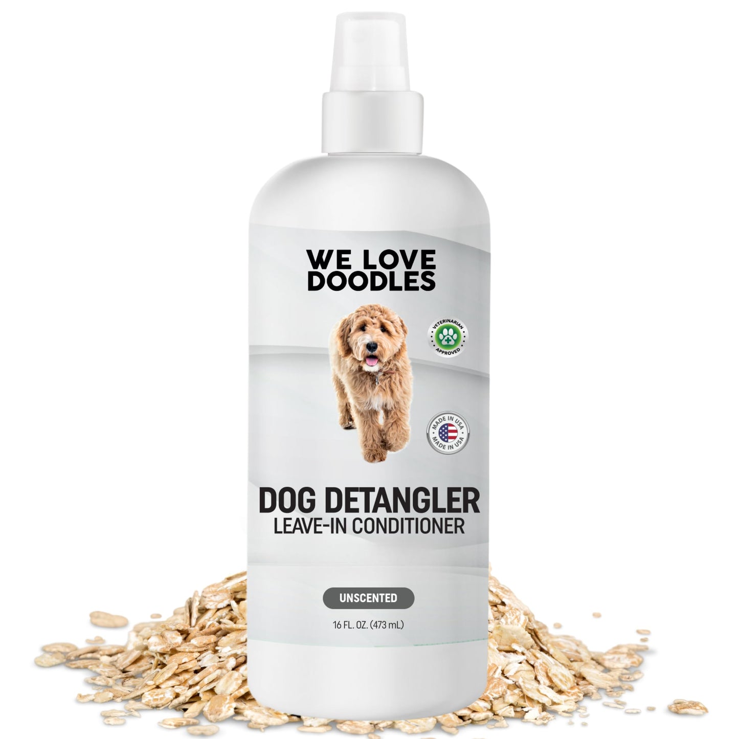 [Non Organic] We Love Doodles Dog Detangler Spray - Leave-in Conditioner for Dogs - Dog Detangling Spray - Dematting Spray for Dogs - Tangle Remover - Made in The USA (Unscented Hypoallergenic)