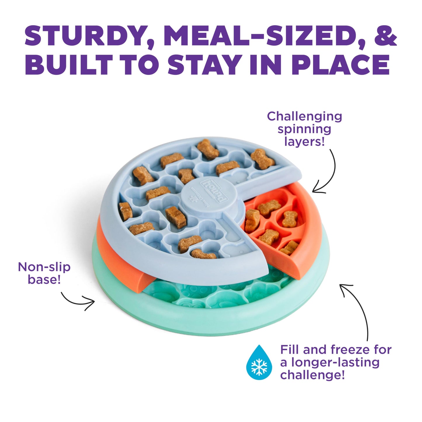 Outward Hound by Nina Ottosson Lickin’ Layers Small 3-in-1 Dog Puzzle Feeder, Lick Mat & Slow Bowl – Puppy Enrichment Toy for X-Small & Small Dogs, Dishwasher Safe, Holds 1.5 Cups of Wet or Dry Food