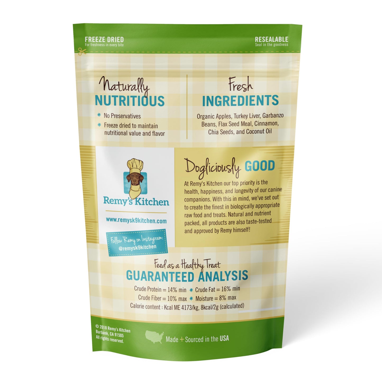 Remy’s Kitchen Apple Cinnamon Freeze Dried Dog Treats USA Sourced and Small Batch Made - Human-Grade, All Natural Superfood Dog Snacks Without Artificial Preservatives, Grain Free - 3.5 oz