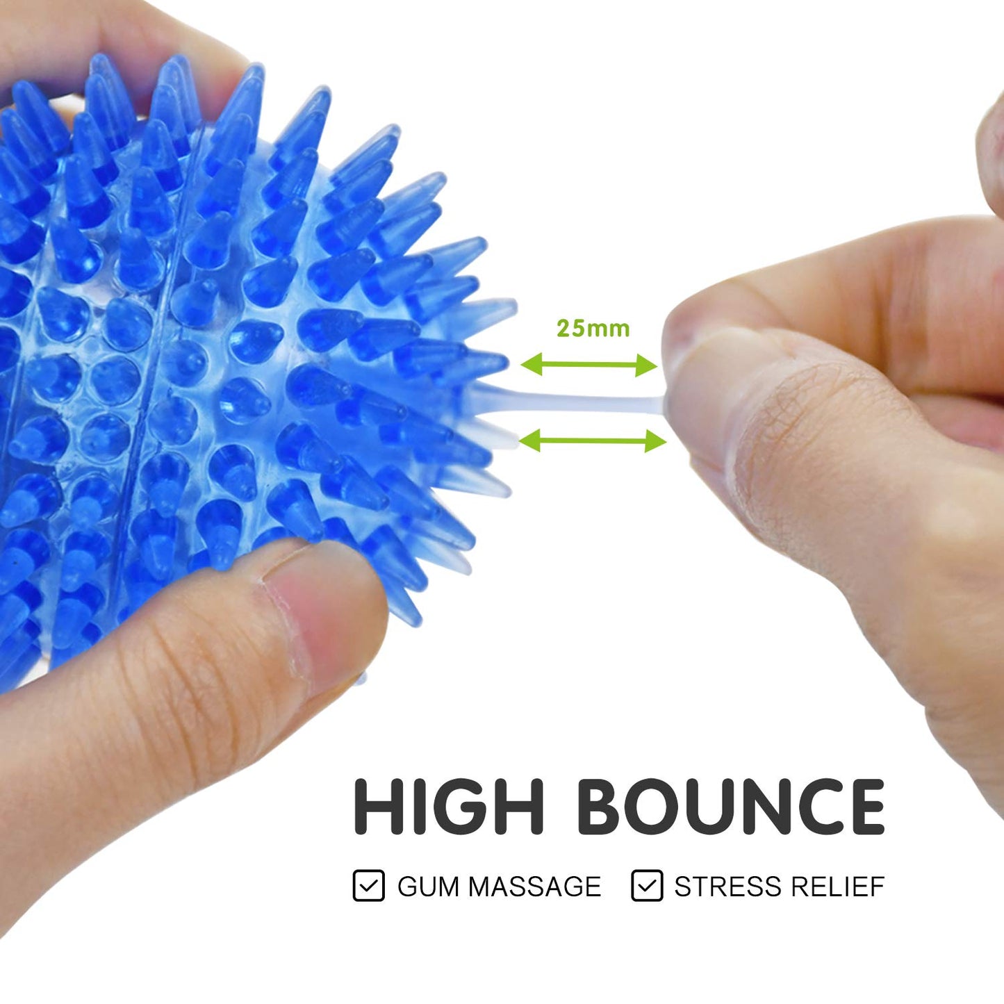 SHARLOVY Squeaky Balls for Pet Small Puppy, TPR Fetch Spike Balls for Dogs, Rubber 6 Pack Bright Colors Chew Teething Dog Toys