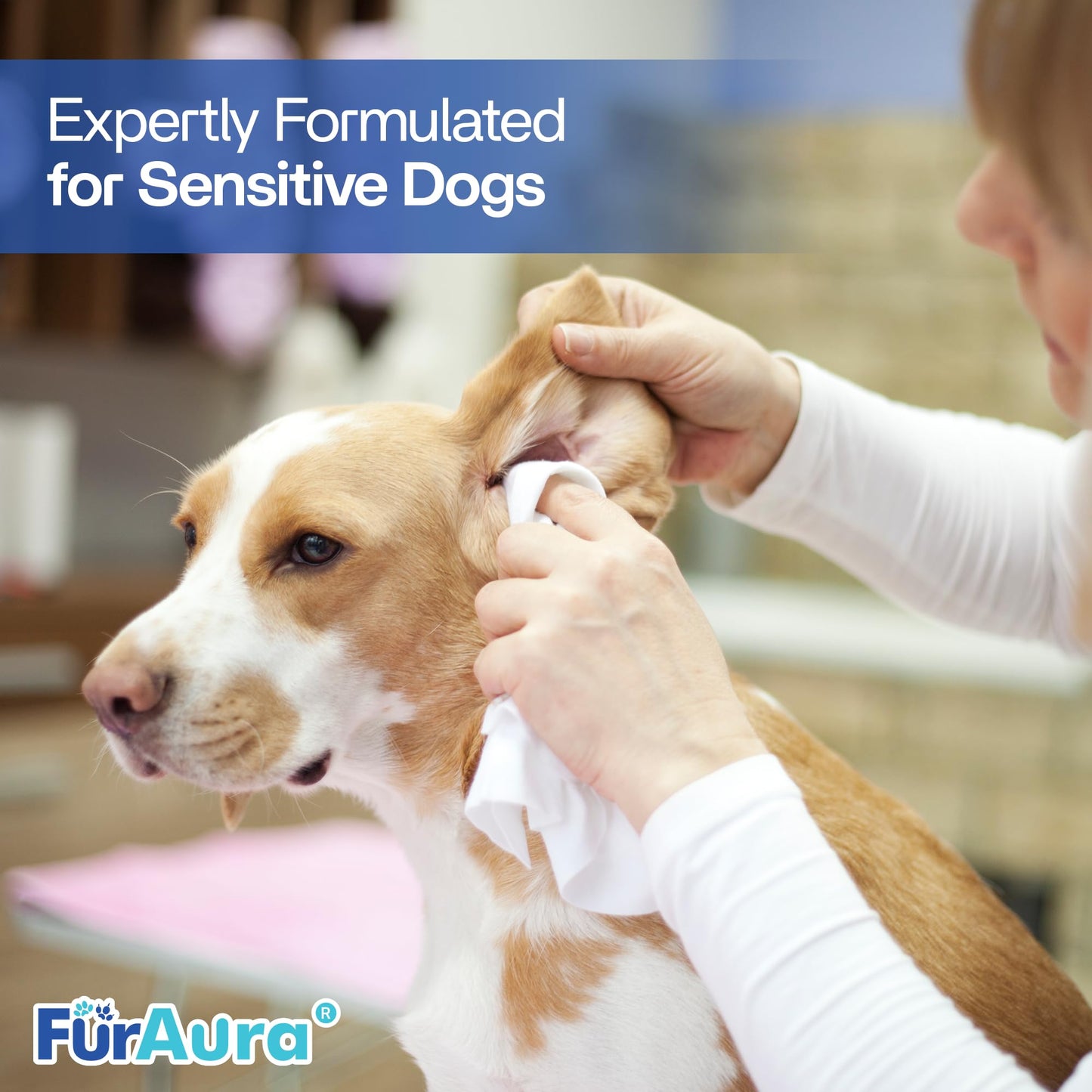 FurAura Dog Aqua Wipes – 99% Water Pet Grooming Wipes for Sensitive Dogs, Puppies & All Breeds, Hypoallergenic, Puppy Essentials, for Cleaning Paws, Face, Ears, Tear Stain & Butt, Unscented 100 Count