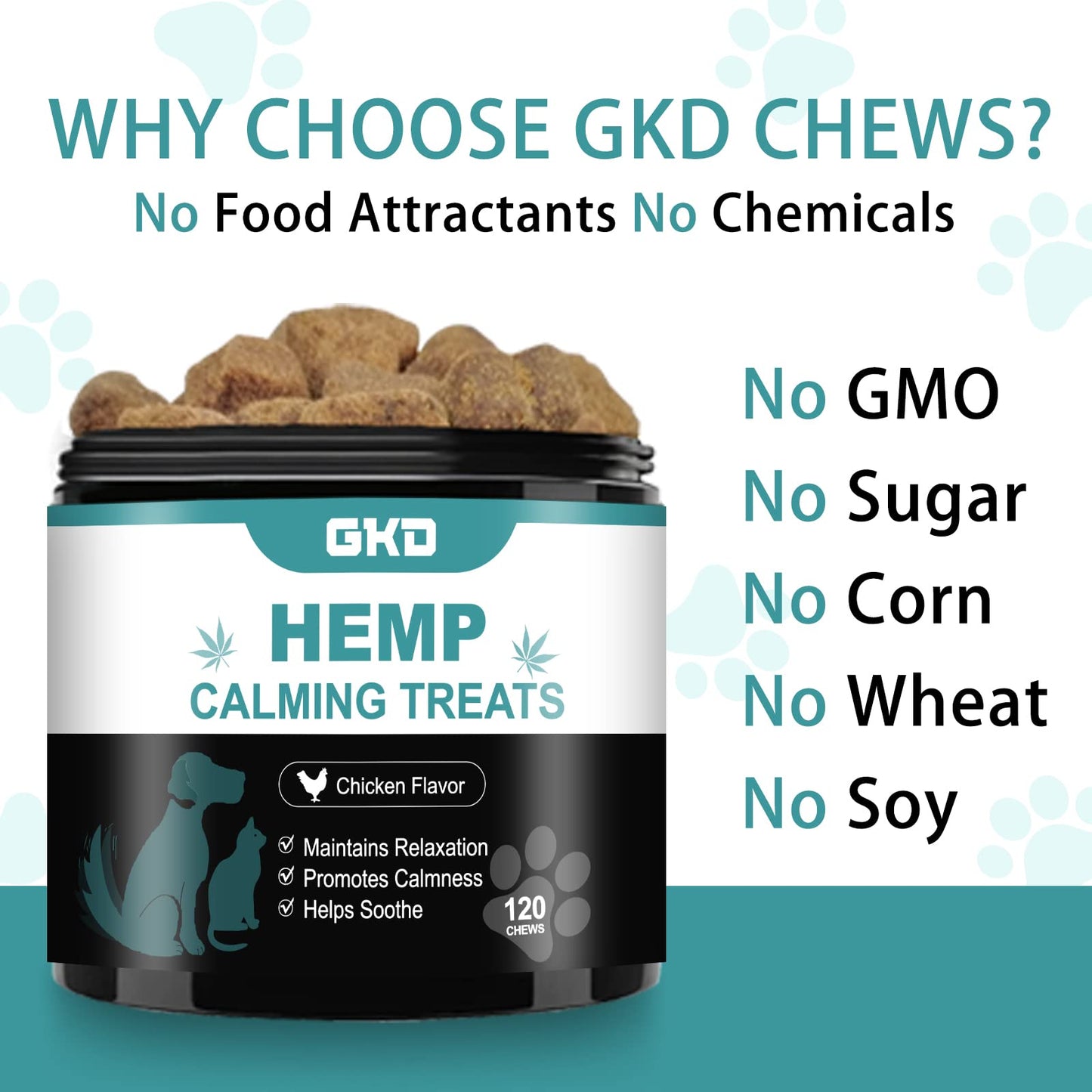 Hemp Calming Chews for Dogs, Dog Calming Treats Anxiety Relief 100% Golden Ratio of Natural Ingredients Treat, Aid with Separation, Barking, Stress Relief, Thunderstorms