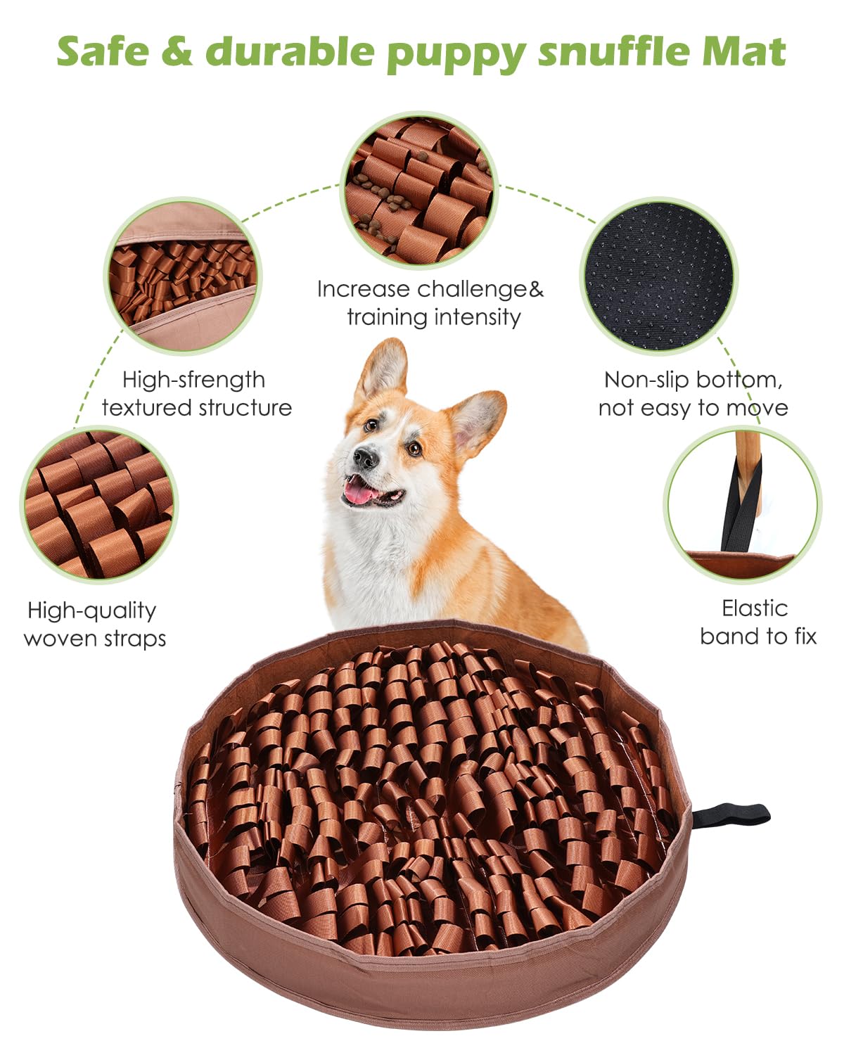 KeeKit Snuffle Mat for Dogs, 25x25 Inch Slow Feeder Mat, Interactive Feeding Game for Small & Medium Dogs - Encourages Natural Foraging, Mental Stimulation - Non-Slip Durable Design for Kibble/Treats
