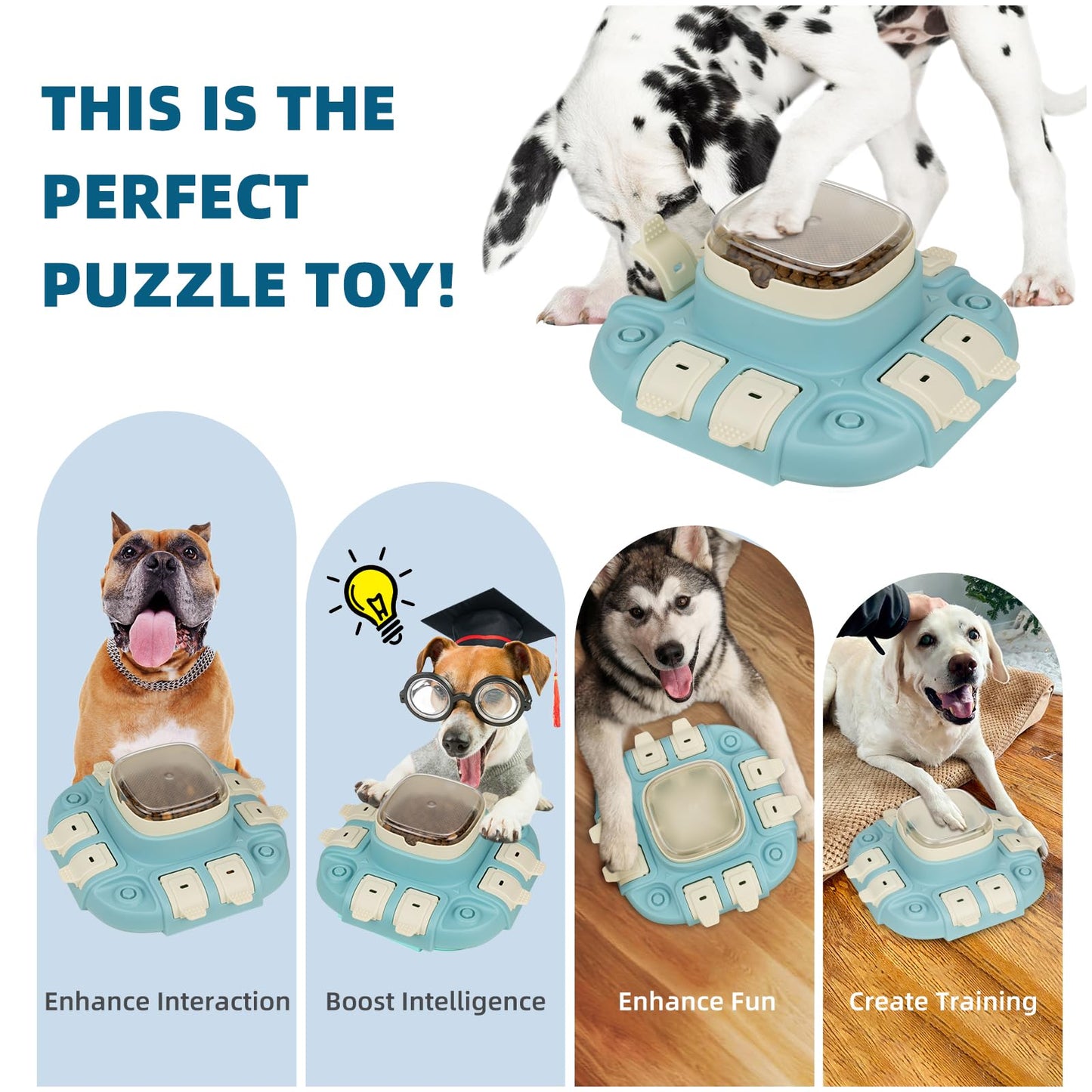 Dog Puzzle Toys 2 Level, Interactive Dogs Treat Puzzle Feeder Toy for IQ Training & Mental Stimulating, Fun Slow Feeder Dog Bowls, Large Medium Small Dogs Enrichment Toys