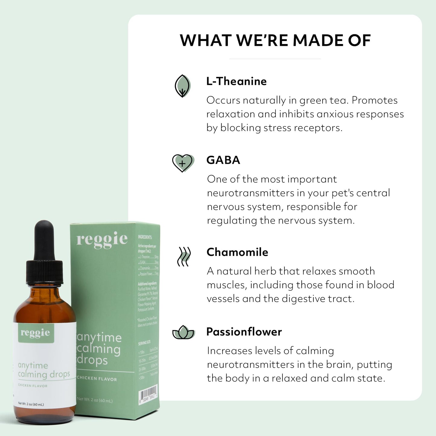 Reggie Anytime Calming Drops for Dogs | Natural Calming Tincture to Reduce Hyperactivity, Separation Anxiety, & Stress | Vet-Approved & Ideal for All Ages, Breeds, and Sizes - Chicken Flavor