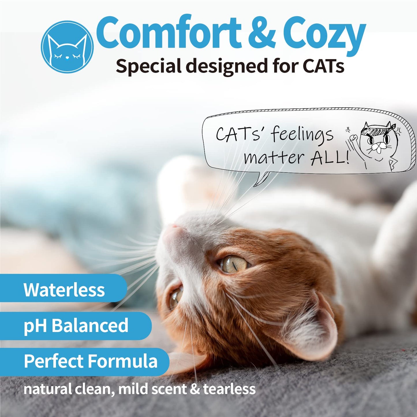 Mooncat Sphynx Cat Waterless Shampoo, Vet Approved No-Rinse Foam for Oily, Sensitive Skin & Wrinkles - Gentle, Hypoallergenic Formula for Hairless Cats, Deep Cleans & Moisturizes