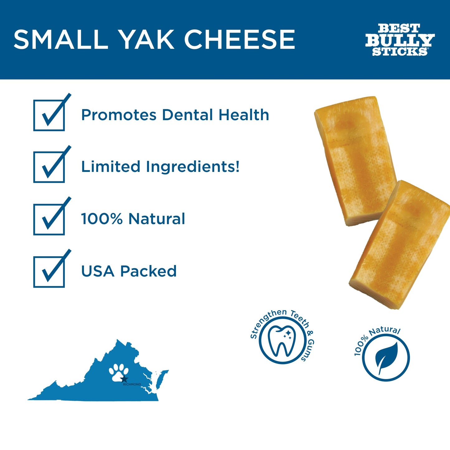 Best Bully Sticks Himalayan Yak Cheese for Dogs - Small 4 Count (Pack of 1) - Natural, No Lactose, Odor Free, Long-Lasting Snack