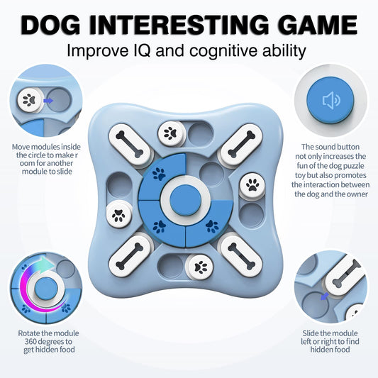 XIGOU Interactive Dog Puzzle Toy for Large, Medium, Small Smart Dogs - Enrichment and Mental Stimulation for Training - Treat Chew Gifts for Dogs Puppies & Cats (Sky Blue)