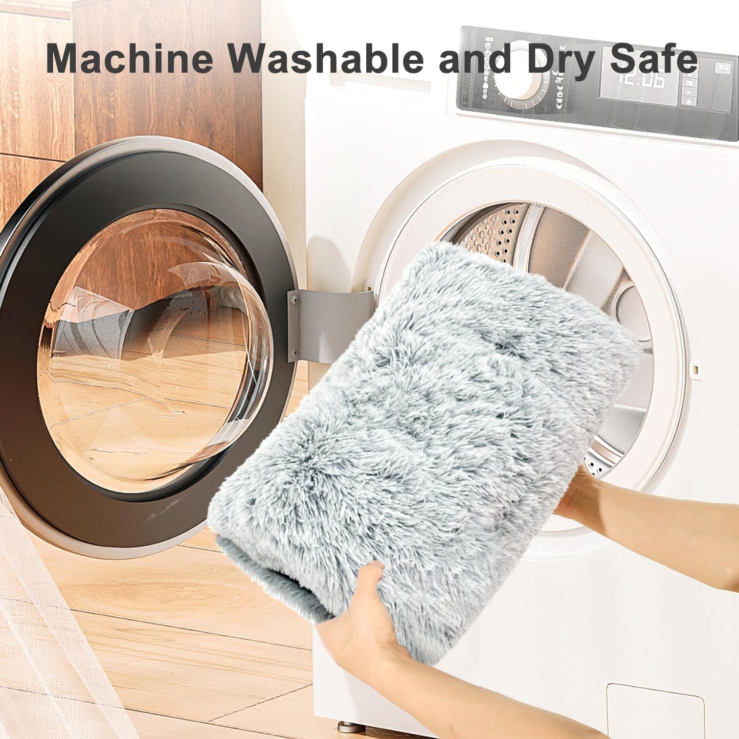 Vonabem Dog Bed, Extra Large, Plush Soft Pet Beds for XL Dogs, Crate Pad, Washable, 41L x 27W x 2H Inches, 100 lbs Capacity, Grey