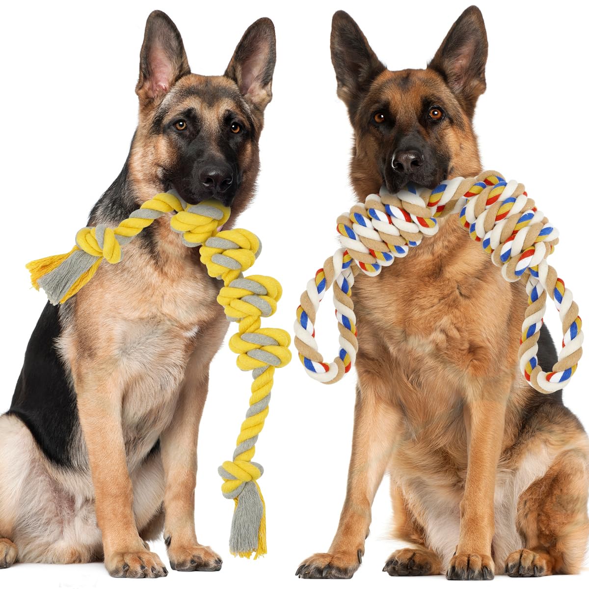 ETACCU Dog Rope Toys for Large Dogs, 2 Pack 22 Inch Heavy Duty Dog Rope Toys for Aggressive Chewers, 100% Cotton Toy for Medium to Large Breed, Indestructible Teeth Cleaning Tug of War Toy