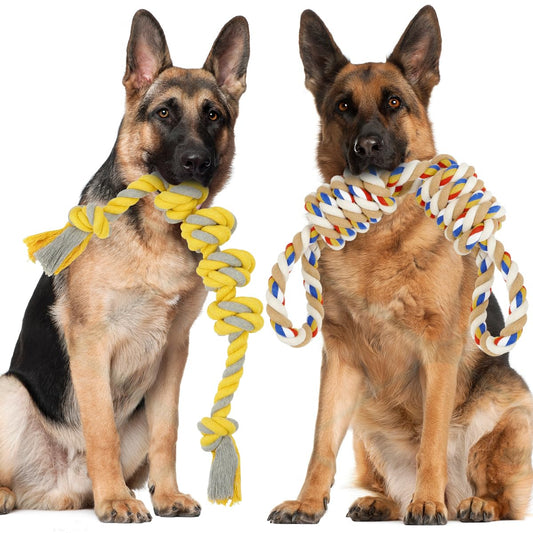 ETACCU Dog Rope Toys for Large Dogs, 2 Pack 22 Inch Heavy Duty Dog Rope Toys for Aggressive Chewers, 100% Cotton Toy for Medium to Large Breed, Indestructible Teeth Cleaning Tug of War Toy