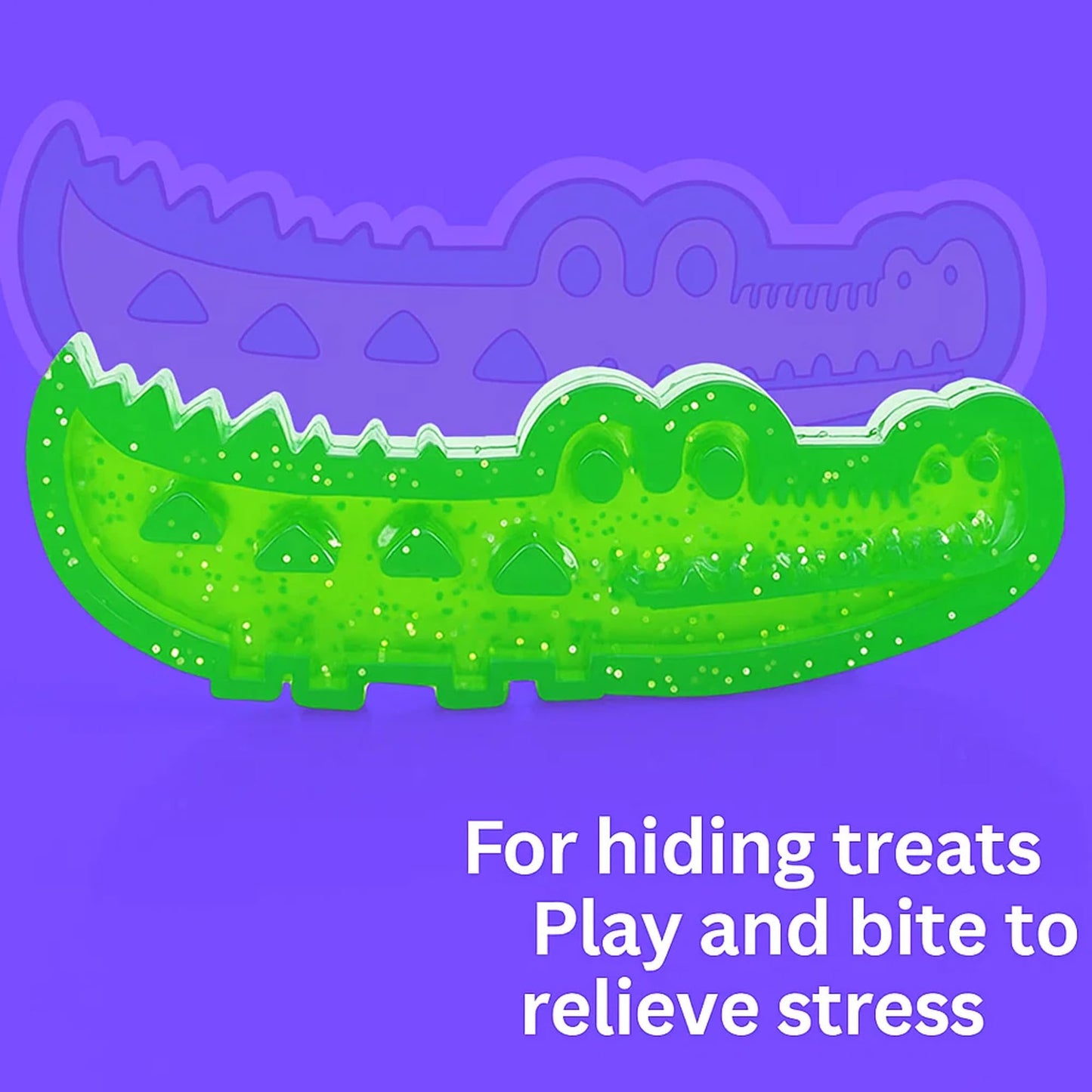 Lettuce Pets, Slow Feed Chew and Fetch Crocodile, Dog Slow Feeder Puzzle Toy, Easy to Clean Construction, Alligator Dogs Chew Toy for Large, Medium & Small Dogs Teeth Cleaning (Green, Large)
