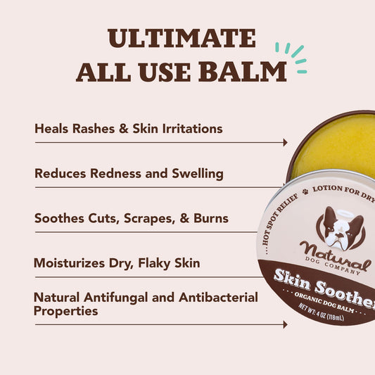 Natural Dog Company Skin Soother Balm 2 oz Tin – Dog Skin Balm with Coconut Oil, Cocoa Butter, Calendula & Vitamin E – Helps Soothe Hot Spots, Redness & Irritated Skin – Lick-Safe & Non-Toxic