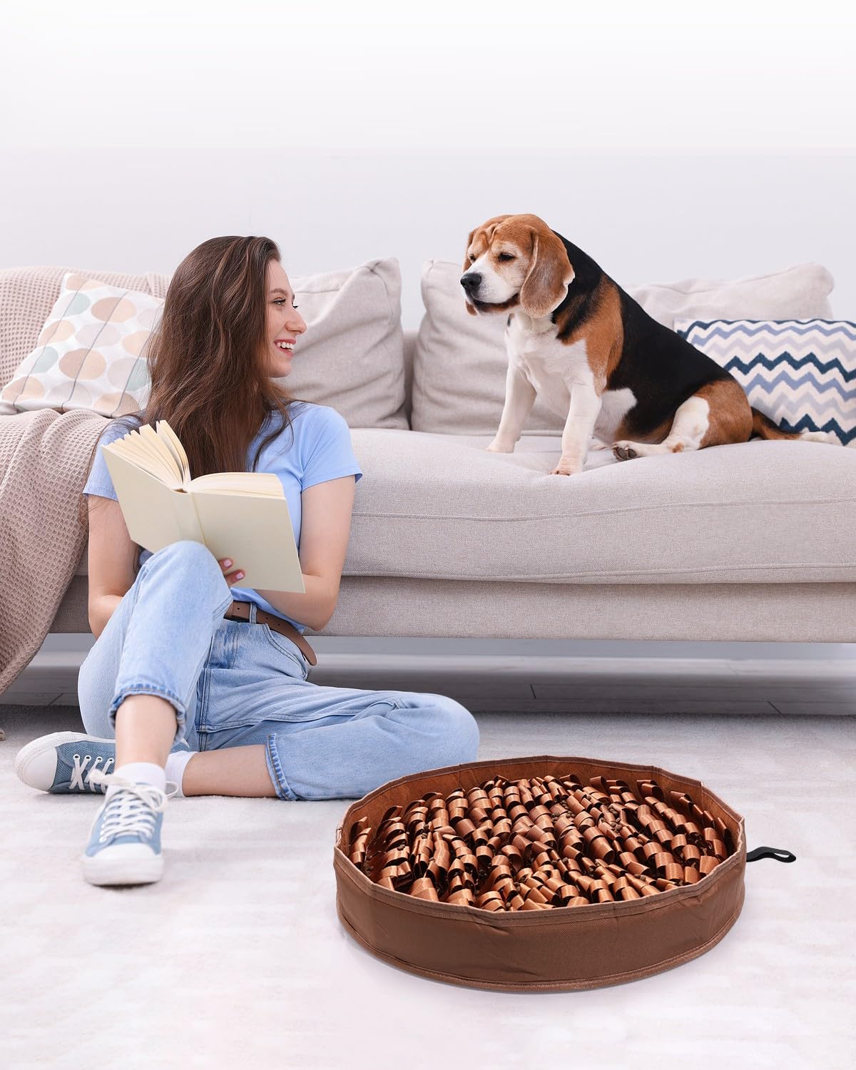 ORIA 20"x20" Snuffle Mat for Dogs, Interactive Puzzle Toy for Small & Medium Breeds, Slow Feeder Mat for Boredom, Encourages Foraging Skills and Mental Stimulation