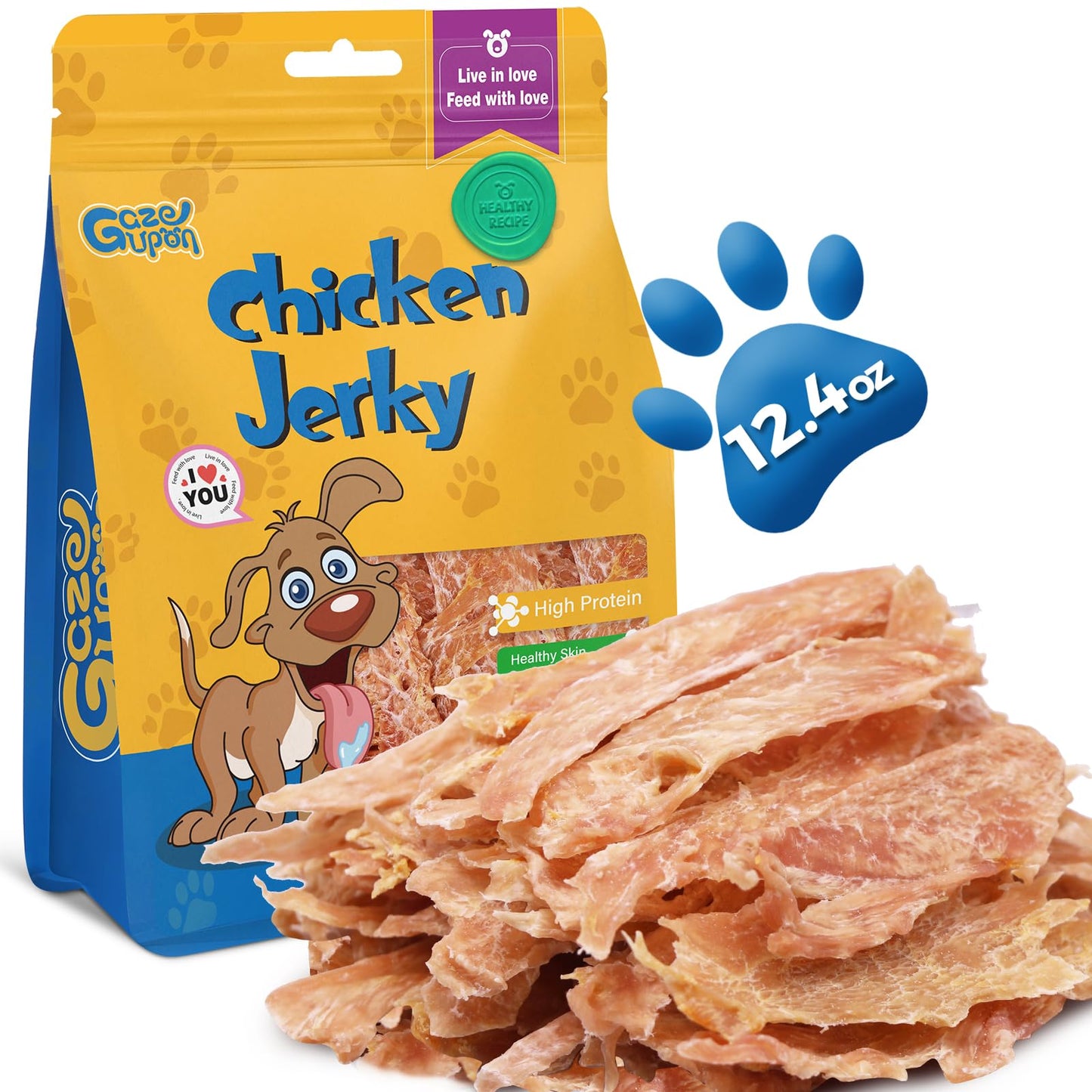 gazeupon Chicken Jerky Dog Treat,Training Treats for Dogs w/Glucosamine Chondroitin, High Protein, Made with Real Chicken