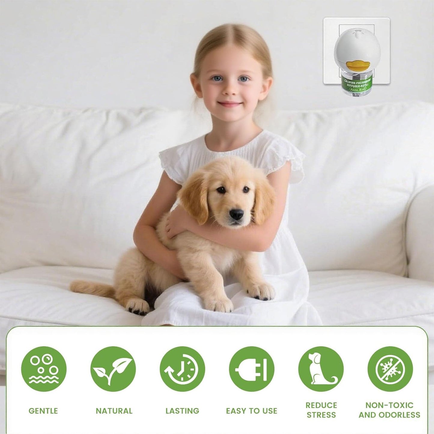 Dog Calming Diffuser Pro Kit - Pheromone Diffuser for Dogs to Reduce Anxiety, Barking, Aggression & Indoor Stress (2 Diffusers + 6 Refills